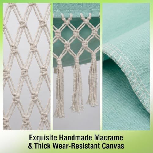 Bohemian Canvas Hammock, Wood Spreader Bar, 300 lb - Image 2