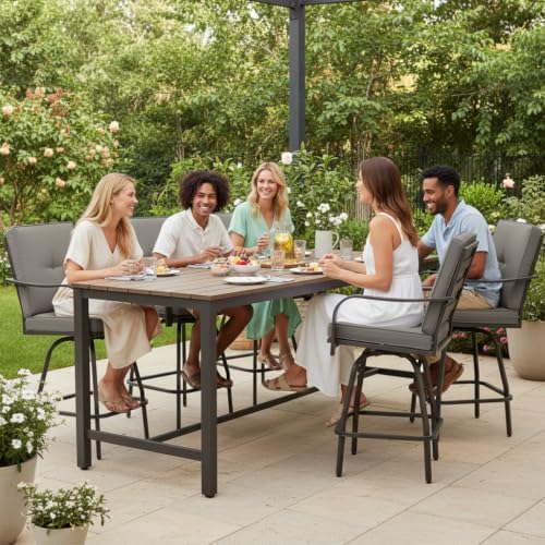 Outdoor Swivel Bar Stools Set of 6, High Top Patio Chairs - Image 2