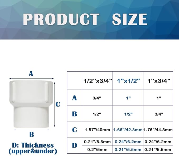 8PCS 1/2 to 1 Inch Female to Female PVC Pipe Pressure Fittings 1/2" to 1" Double Female Thread Coupling Pipe Adapter Connectors for Sprinkler, Drip Irrigation System