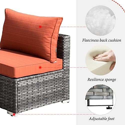 7 Pieces L Shaped Outdoor Patio Sectional Furniture - Image 5