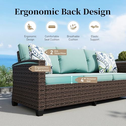 Patio Furniture Set Outdoor Brown Wicker Conversation Sets - Image 4
