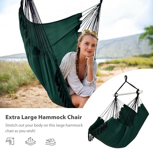 Hammock Chair Hanging Rope Swing Seat-Max 450lbs Capacity - Image 3