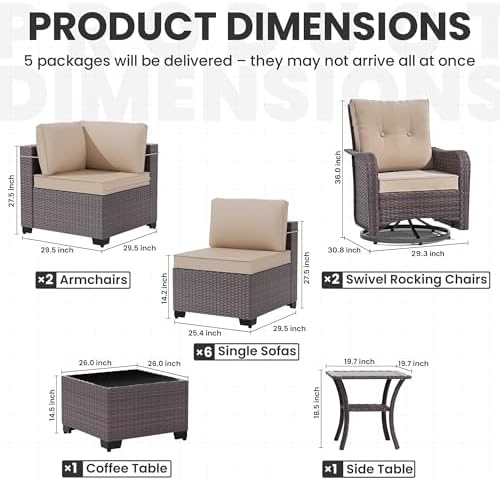 12 Pieces Outdoor Patio Furniture Set, Outdoor Sectional Furniture All Weather - Image 6