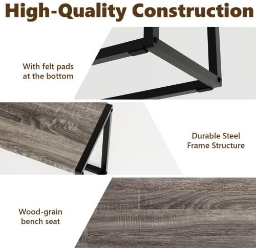 VINGLI 47.2 Inch Indoor Outdoor Patio Bench Metal Frame Charcoal Gray - Image 6