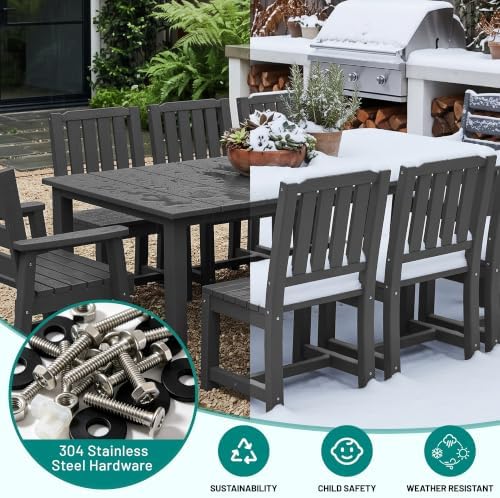 PLUUV 7PC Patio Dining Sets, 6 Armchairs & 1 Table - Image 6
