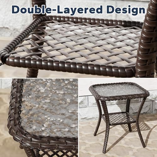 5 Piece Patio Furniture Set, Wicker Outdoor Conversation Set - Image 4