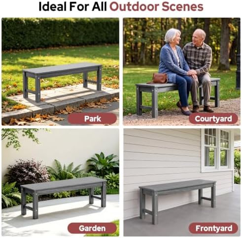 47" Outdoor Bench for 2-Person, 700 LBS Capacity, Light Grey - Image 6