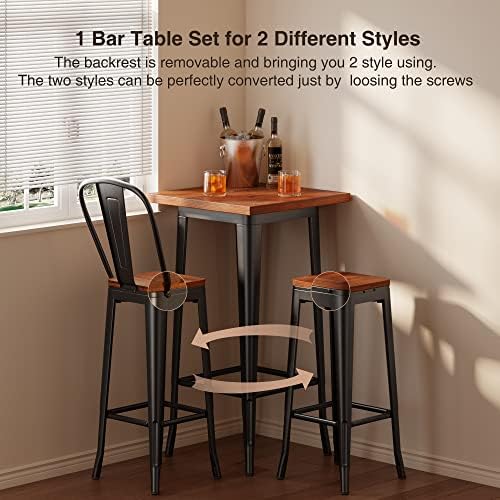 Aiho Bar Table and Chairs Set, Pub Table and Chairs Set of 2, - Image 5