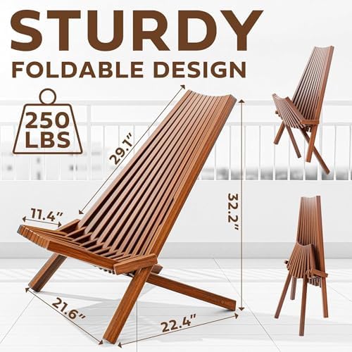 2-Pack Wooden Folding Tamarack Chair, Low Profile Outdoor Lounge - Image 3