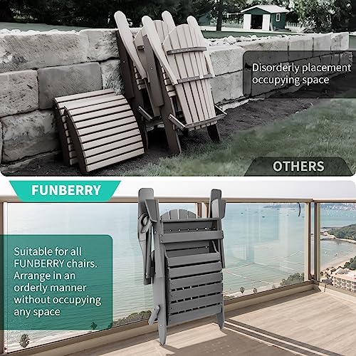 Folding Adirondack Ottoman Set of 2, Outdoor Foot Rest, Patio Footstool - Image 3