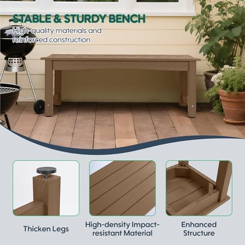 Weatherproof HIPS Outdoor Bench, 2-Person Patio Dining Bench, All-Weather Poly - Image 4