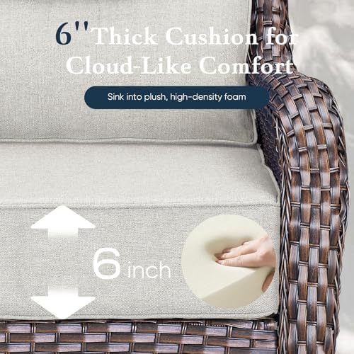 Luxury 6" Thick Cushioned Outdoor Swivel Rocker Patio Chairs - Image 4