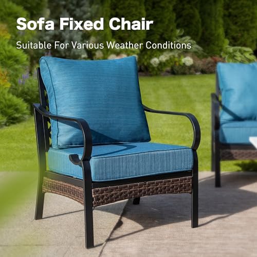 Metal Patio Furniture Set with Fire Pit Table, Peacock Blue - Image 6