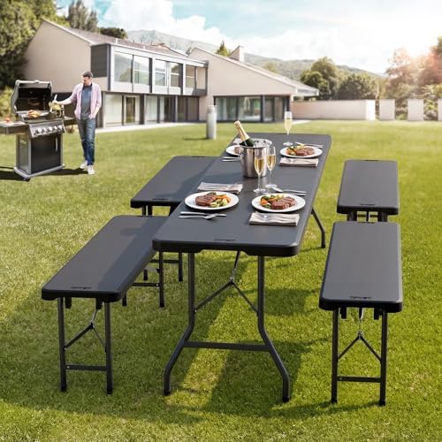 VINGLI 4 feet Plastic Folding Bench, Portable in/Outdoor Picnic Party Camping - Image 6