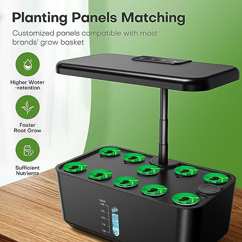 Ahopegarden Indoor Garden Hydroponics Growing System: 10 Pods Plant Germination Kit Aeroponic Herb Vegetable Growth Lamp Countertop with LED Grow Light - Hydrophonic Planter Grower Harvest Lettuce