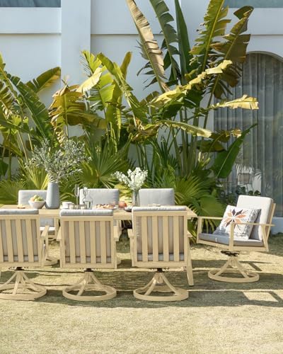 9 Pcs Aluminum Outdoor Dining Set, 8 Swivel Chairs & Rectangle Table - Image 3
