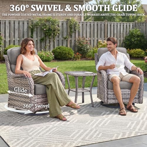 Luxury Swivel Rocker Chairs Fire Pit Table Set - Image 2
