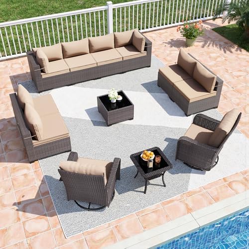 12 Pieces Outdoor Patio Furniture Set, Outdoor Sectional Furniture All Weather by RTDTD
