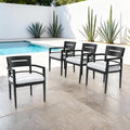4 Piece Aluminum Dining Chairs Set, Outdoor/Indoor Stationary Dining Chairs by WAQINBR