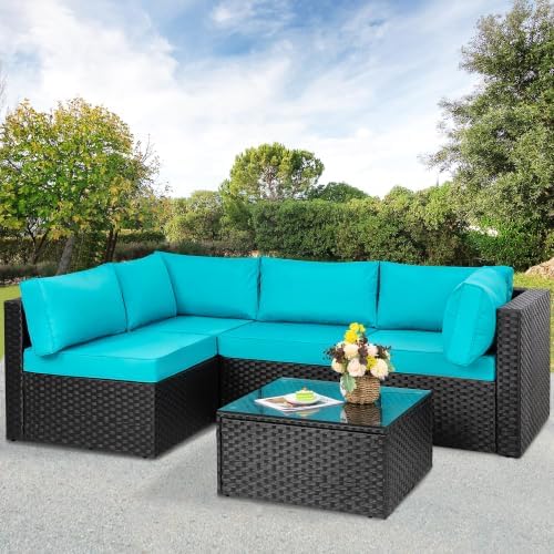 Shintenchi Patio Furniture Sets, 5 Piece Outdoor Sectional Sofas, Wicker Rattan - Image 7
