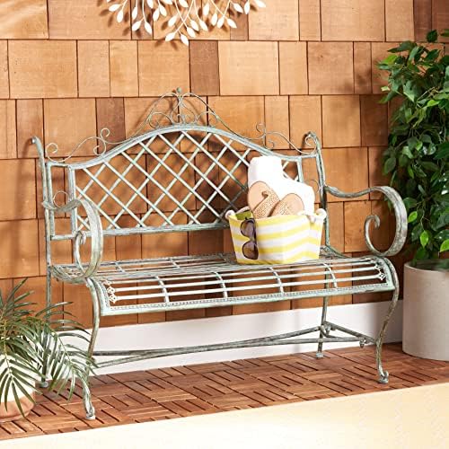 SAFAVIEH Outdoor Abner Metal Bench - Image 2