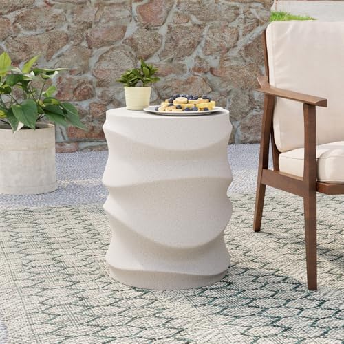 COSIEST Outdoor Side Table, Concrete Finished Side Table by COSIEST