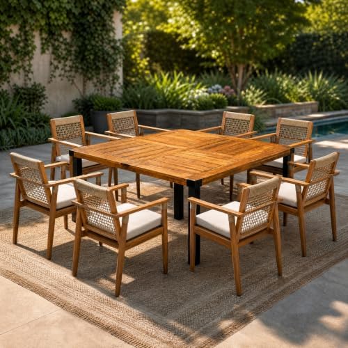 Christopher Knight Home Anna Acacia Wood Outdoor Dining Table Set by ChristopherKnightHome