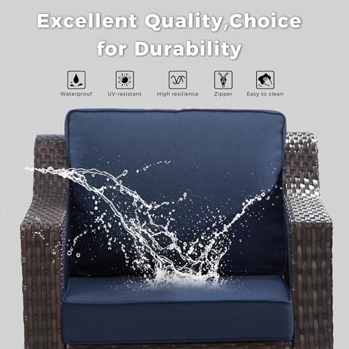 4 Piece Patio Furniture Set, Wicker Outdoor Conversation Set - Image 2