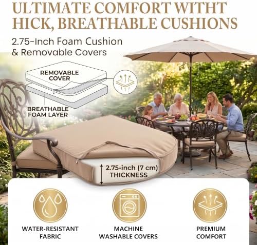 9-Pcs Cast Aluminum Patio Dining Set - Image 6
