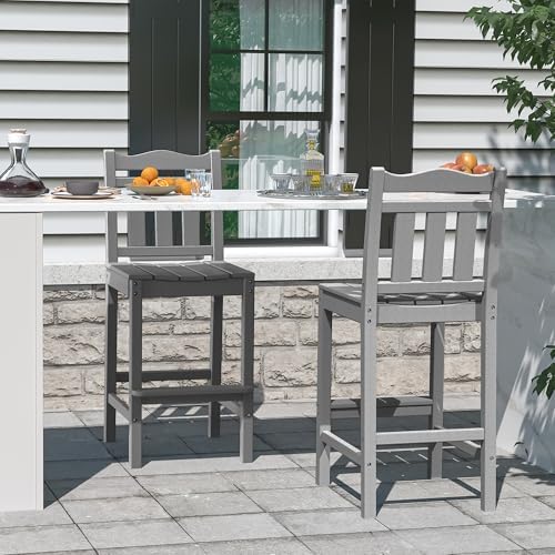nalone Outdoor Bar Stool, HDPE Tall Adirondack Chair Bar Chair, Weather - Image 2