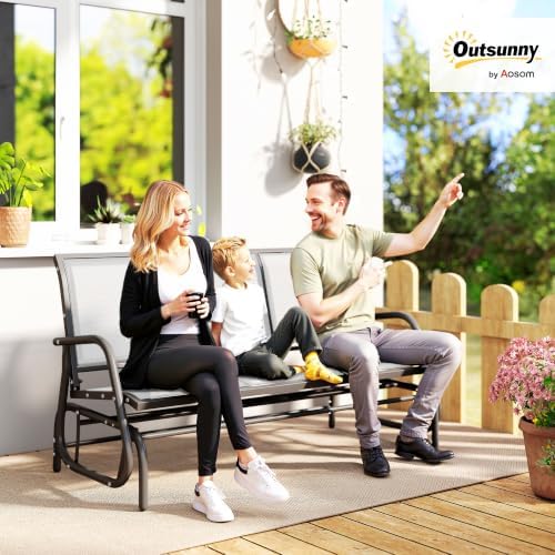 Outsunny 3-Person Patio Glider Bench Outside 3 Seats Cream White - Image 2