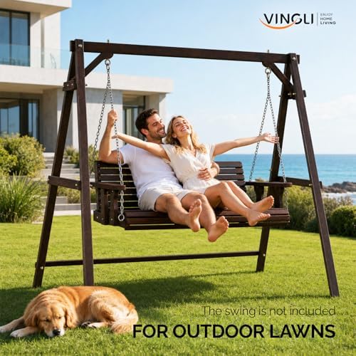 VINGLI 6.9FT Wooden Porch Swing Frame - Image 5