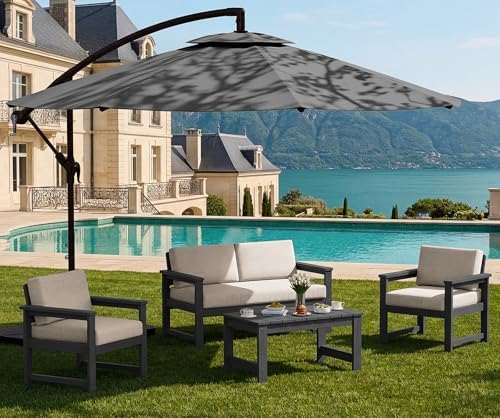 SERWALL 4 Pieces HDPE Outdoor Loveseat Sofa Set by SERWALL