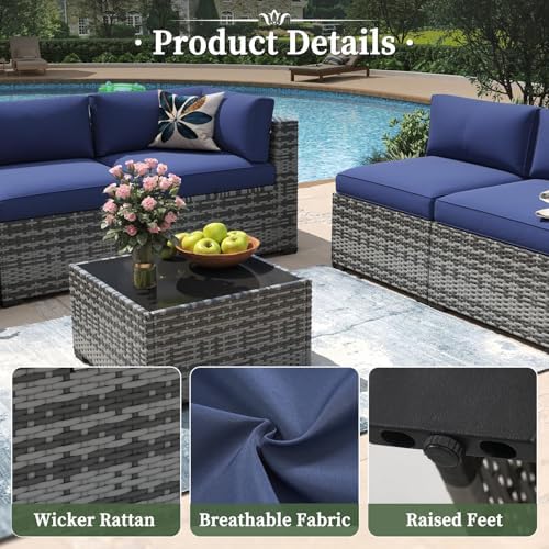 Aoxun 10 Piece Patio Furniture Set Wicker Rattan Patio Conversation Set - Image 5