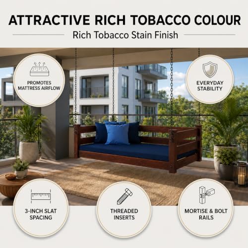Amish Made Rich Tobacco Twin Bed Hanging Daybed Made in USA - Image 2