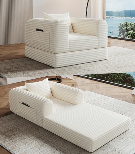 Versatile 2 in 1 Boneless Armchair Chaise Lounge Chair Indoor, Convertible by SYFERLORY