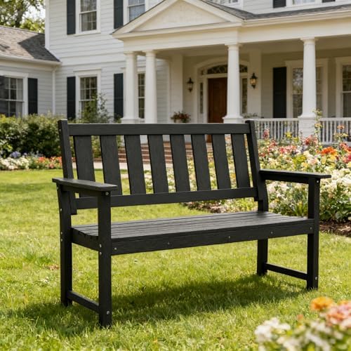 50" HDPE Outdoor Bench, 2-Person Patio Seating, 2 Pack - Image 2