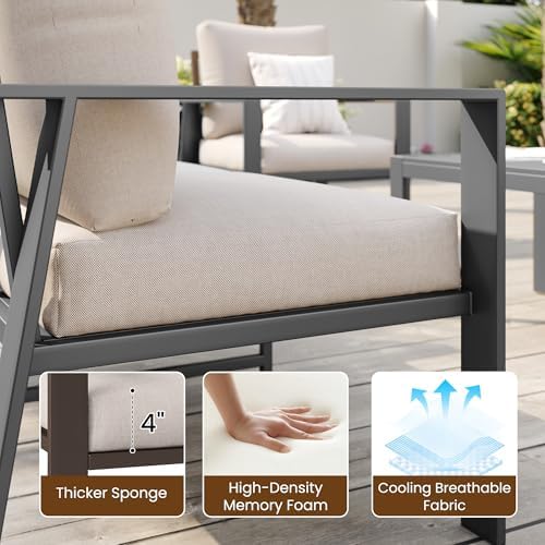 Aluminum Outdoor Loveseat with Coffee Table Small Furniture Patio Love Seat - Image 4