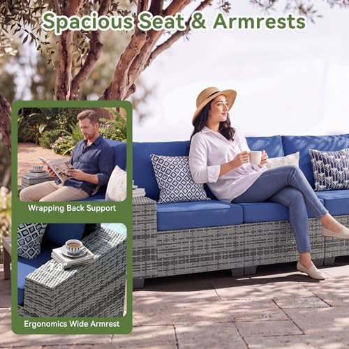 LazySunsets 6 PCS Patio Furniture Set, Outdoor Sectional All-Weather Wicker - Image 4