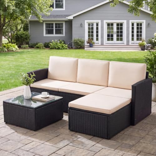 Greesum 3 Piece Patio Furniture Set Outdoor Wicker Rattan Sectional Sofa - Image 2