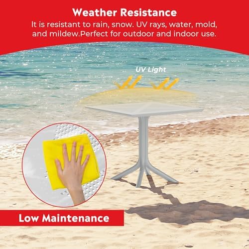 Patio Dining Table for 4, Square PP Patio Table, 4-Person Weather Resistant - Image 5