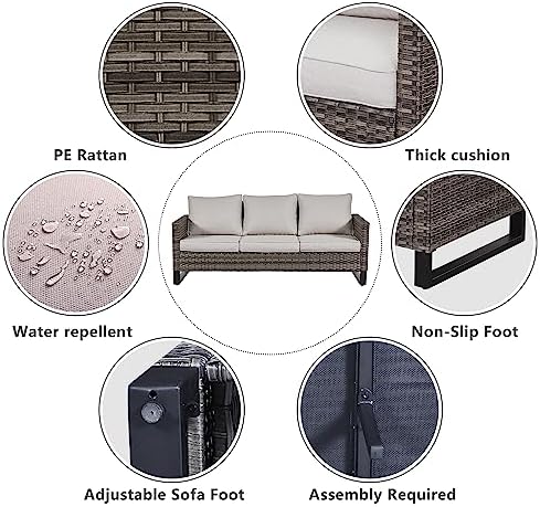Wicker Patio Furniture 5 Piece Outdoor Sofa Set, Oversize Outdoor Dining Chairs - Image 4