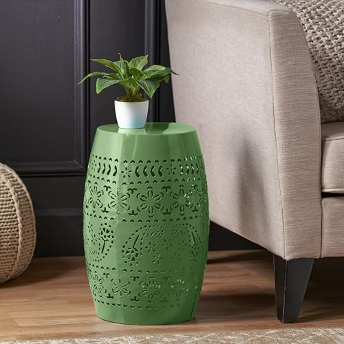Christopher Knight Home Zoey Small Outdoor Side Table, Lace Cut Iron End Table - Image 4