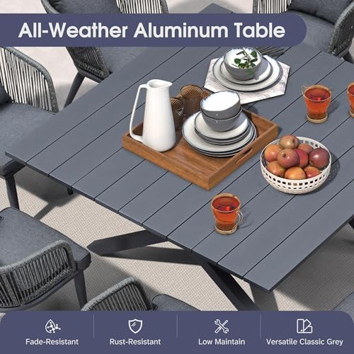 PURPLE LEAF Patio Dining Set for 8, Square Table and Chairs - Image 4