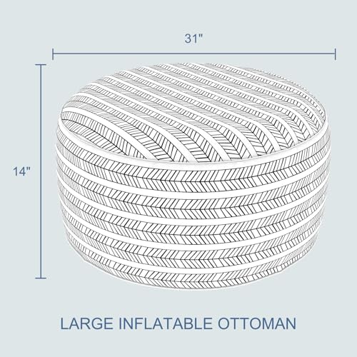 LVTXIII Indoor/Outdoor Large Inflatable Ottoman Pouf D31 x H14 Inch, Round - Image 3