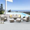 Wicker Patio Furniture 5 Piece Outdoor Sofa Set, Oversize Outdoor Dining Chairs by Belord
