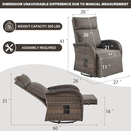 Swivel Outdoor Recliner Chair Set of 2 - Image 2