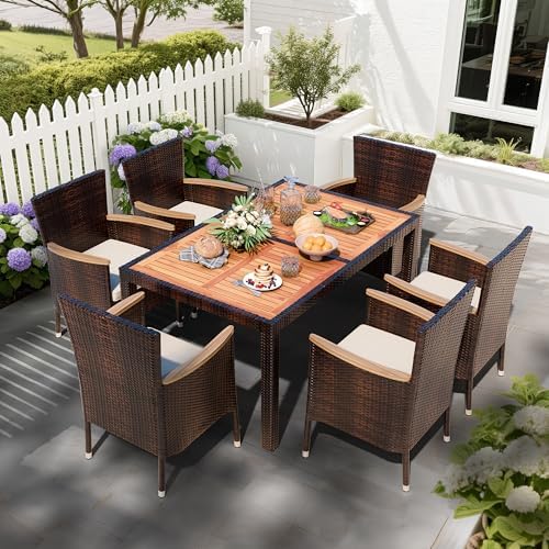 Shintenchi 7 PCS Wicker Patio Dining Set by Shintenchi%7CFurnitureMadeforRealLife