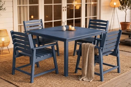 HDPE Outdoor Dining Set for 4, Square Table & Chairs Set by PatioKingdom