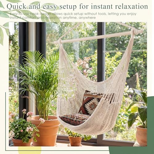 Barydat 1 Pcs Hanging Hammock Chair Boho Swing Chair - Image 5
